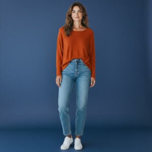 Croft & Barrow Red Textured Paisley Long Sleeve Top Blouse‎ 2X
